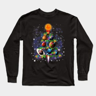 Solar system planets christmas tree gift decor xmas tree Long Sleeve T-Shirt